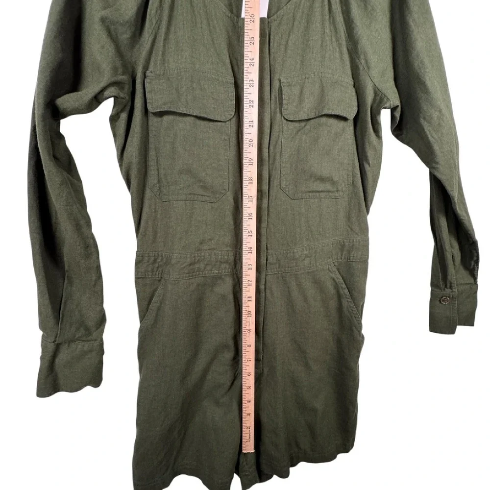 Banana Republic Linen Blend Utility Romper‎ Long Sleeve Army Olive Green Size S